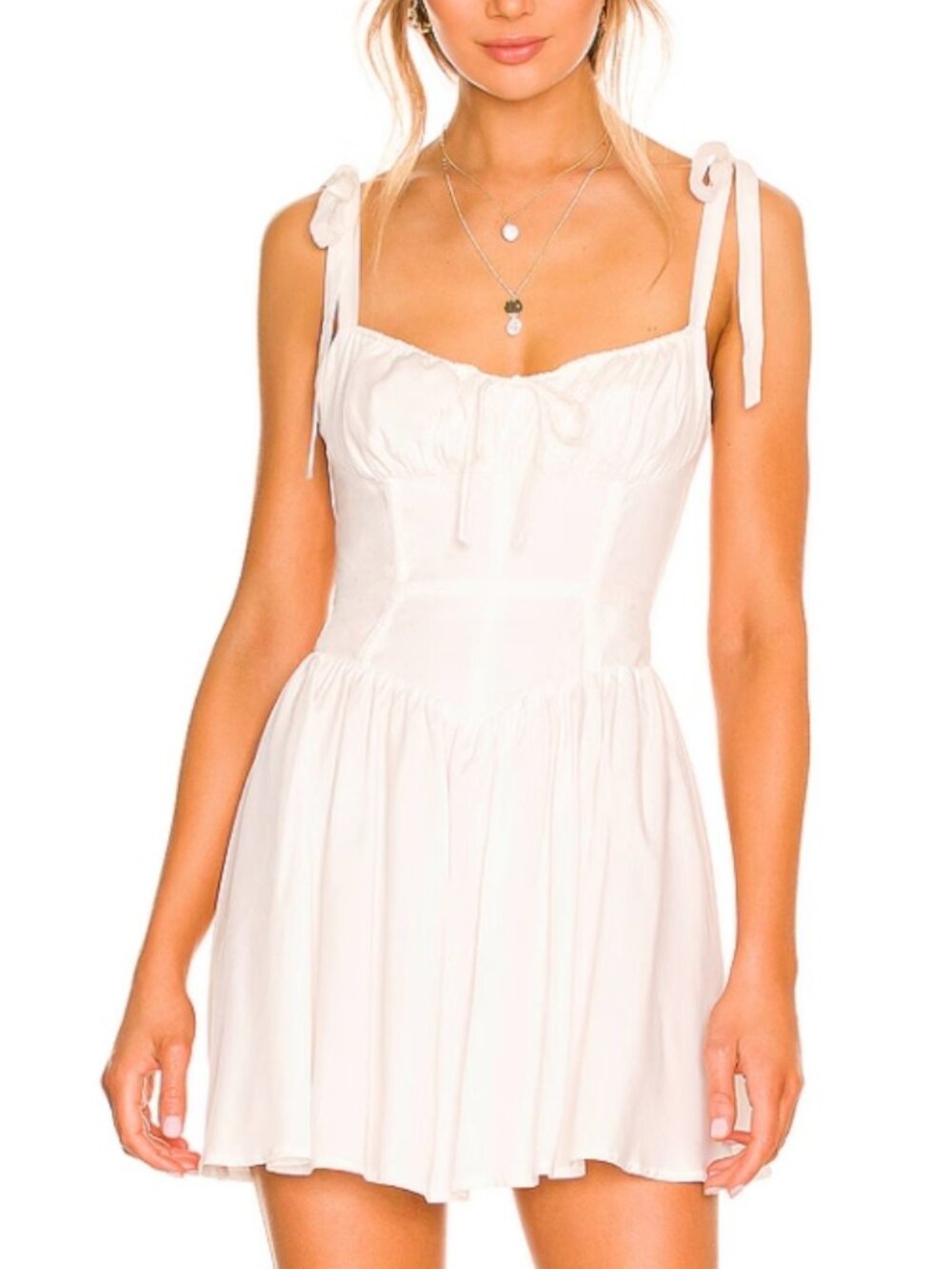 For Love & Lemons Jessie Mini Dress White Bridal Cottagecore S EUC